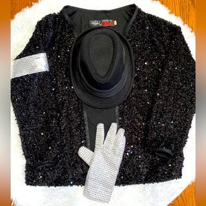 Kids Michael Jackson Billie Jean Costume. Inc. Sweater, Hat and Right hand glove